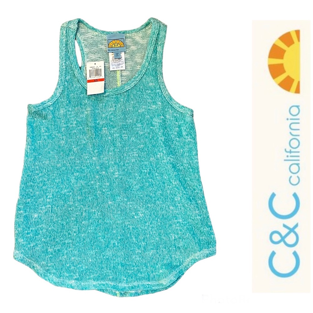 C&C CALIFORNIA NWT Aruba Blue Loose Knit Tank Top Size XS